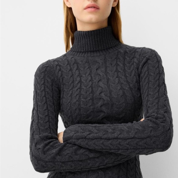 NWT GAP Black Cable Knit Turtleneck Dress - Picture 2 of 7
